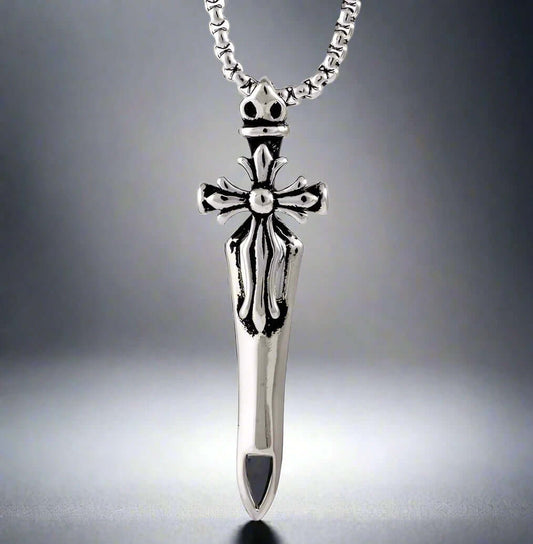 THE MEN THING SS Pendant/ Necklace VICTORY SWORD -  Titanium Steel Pendant with 24inch Round Box Chain for Men & Boys