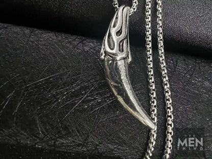 THE MEN THING SS Pendant/ Necklace VICTORY TOOTH - Alloy Pendant with Pure Stainless Steel  24inch Round Box Chain, American trending Style for Men & Boy