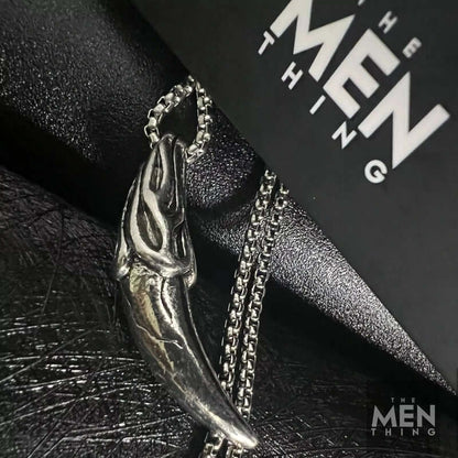 THE MEN THING SS Pendant/ Necklace VICTORY TOOTH - Alloy Pendant with Pure Stainless Steel  24inch Round Box Chain, American trending Style for Men & Boy
