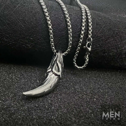 THE MEN THING SS Pendant/ Necklace VICTORY TOOTH - Alloy Pendant with Pure Stainless Steel  24inch Round Box Chain, American trending Style for Men & Boy