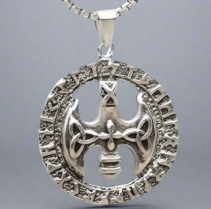 THE MEN THING SS Pendant/ Necklace VINTAGE AXE -  Alloy Pendant with Stainless Steel 24inch Round Box Chain, European trending Style for Men & Boy