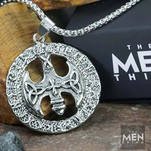 THE MEN THING SS Pendant/ Necklace VINTAGE AXE -  Alloy Pendant with Stainless Steel 24inch Round Box Chain, European trending Style for Men & Boy