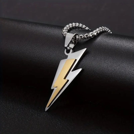 THE MEN THING SS Pendant/ Necklace VOLTSTRIKE GOLD  - Pure Stainless Steel 24inch Chain for Men, European trending Style for Men & Boy