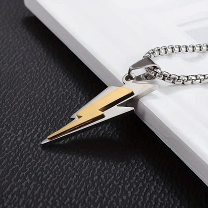 THE MEN THING SS Pendant/ Necklace VOLTSTRIKE GOLD  - Pure Stainless Steel 24inch Chain for Men, European trending Style for Men & Boy
