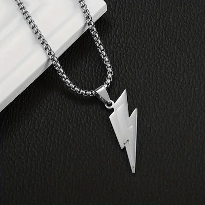 THE MEN THING SS Pendant/ Necklace VOLTSTRIKE SILVER  - Pure Stainless Steel 24inch Chain for Men, European trending Style for Men & Boy