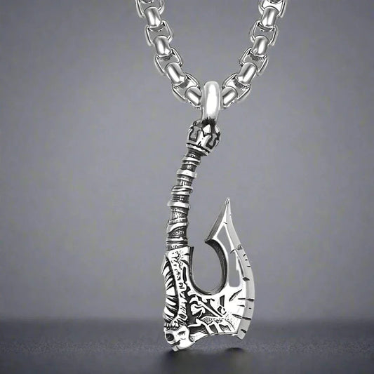 THE MEN THING SS Pendant/ Necklace WARRIOR AXE -  Alloy Pendant with Stainless Steel  24inch Round Box Chain, European trending Style for Men & Boy