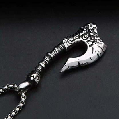 THE MEN THING SS Pendant/ Necklace WARRIOR AXE -  Alloy Pendant with Stainless Steel  24inch Round Box Chain, European trending Style for Men & Boy
