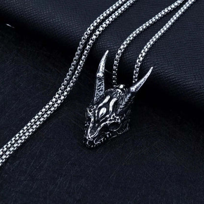 THE MEN THING SS Pendant/ Necklace WARRIOR HORN - Alloy Pendant with Pure Stainless Steel 24inch Round Box Chain, American trending Style for Men & Boy