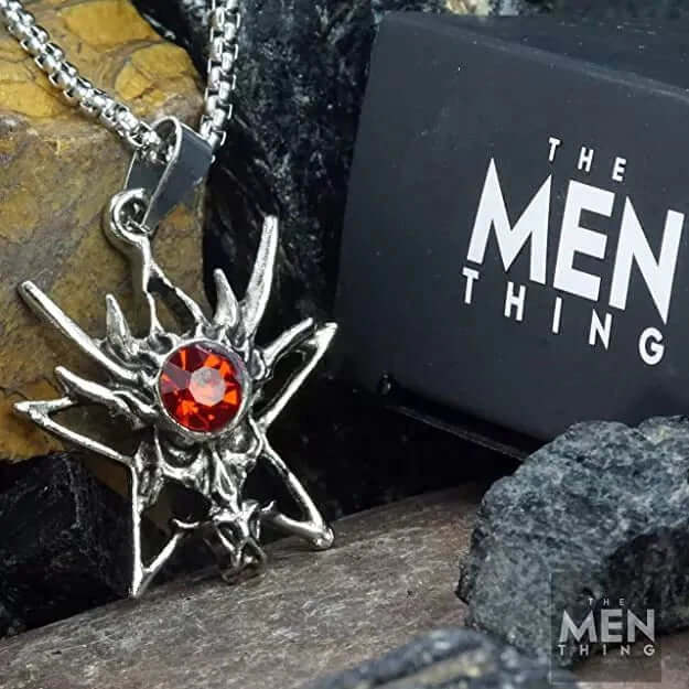 THE MEN THING SS Pendant/ Necklace WILD HUNT - Alloy Pendant with Stainless Steel  24inch Round Box Chain with Red Stone, European trending Style for Men & Boys