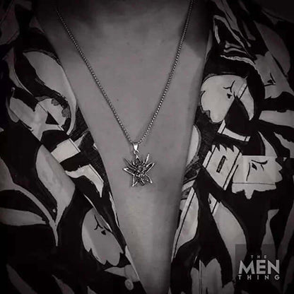 THE MEN THING SS Pendant/ Necklace WILD HUNT - Alloy Pendant with Stainless Steel  24inch Round Box Chain with Red Stone, European trending Style for Men & Boys