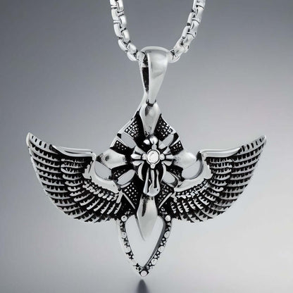 THE MEN THING SS Pendant/ Necklace WING CONTROL - Pure Titanium Steel Pendant with 24inch Round Box Chain for Men & Boys