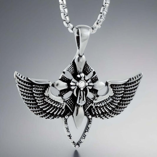 THE MEN THING SS Pendant/ Necklace WING CONTROL - Pure Titanium Steel Pendant with 24inch Round Box Chain for Men & Boys