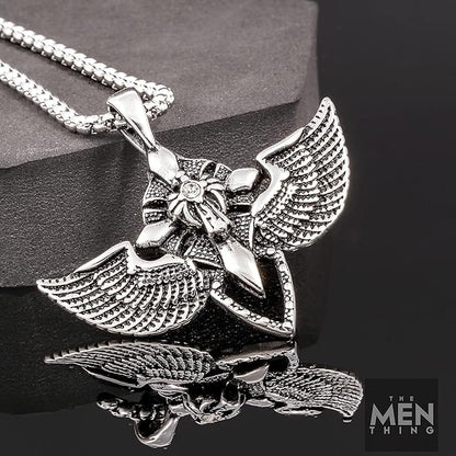 THE MEN THING SS Pendant/ Necklace WING CONTROL - Pure Titanium Steel Pendant with 24inch Round Box Chain for Men & Boys