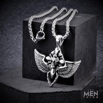 THE MEN THING SS Pendant/ Necklace WING CONTROL - Pure Titanium Steel Pendant with 24inch Round Box Chain for Men & Boys