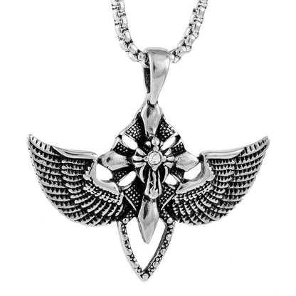 THE MEN THING SS Pendant/ Necklace WING CONTROL - Pure Titanium Steel Pendant with 24inch Round Box Chain for Men & Boys