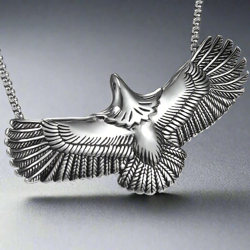 THE MEN THING SS Pendant/ Necklace WINGSPAN -  Alloy Pendant with Pure Stainless Steel 24inch Chain for Men, European trending Style - Round Box Chain