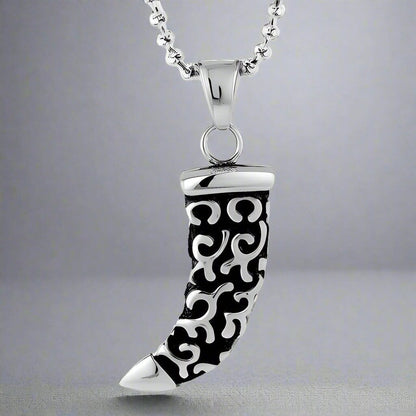 THE MEN THING SS Pendant/ Necklace WOLF TOOTH -  Pure Titanium Steel Pendant with 24inch Round Box Chain for Men & Boys