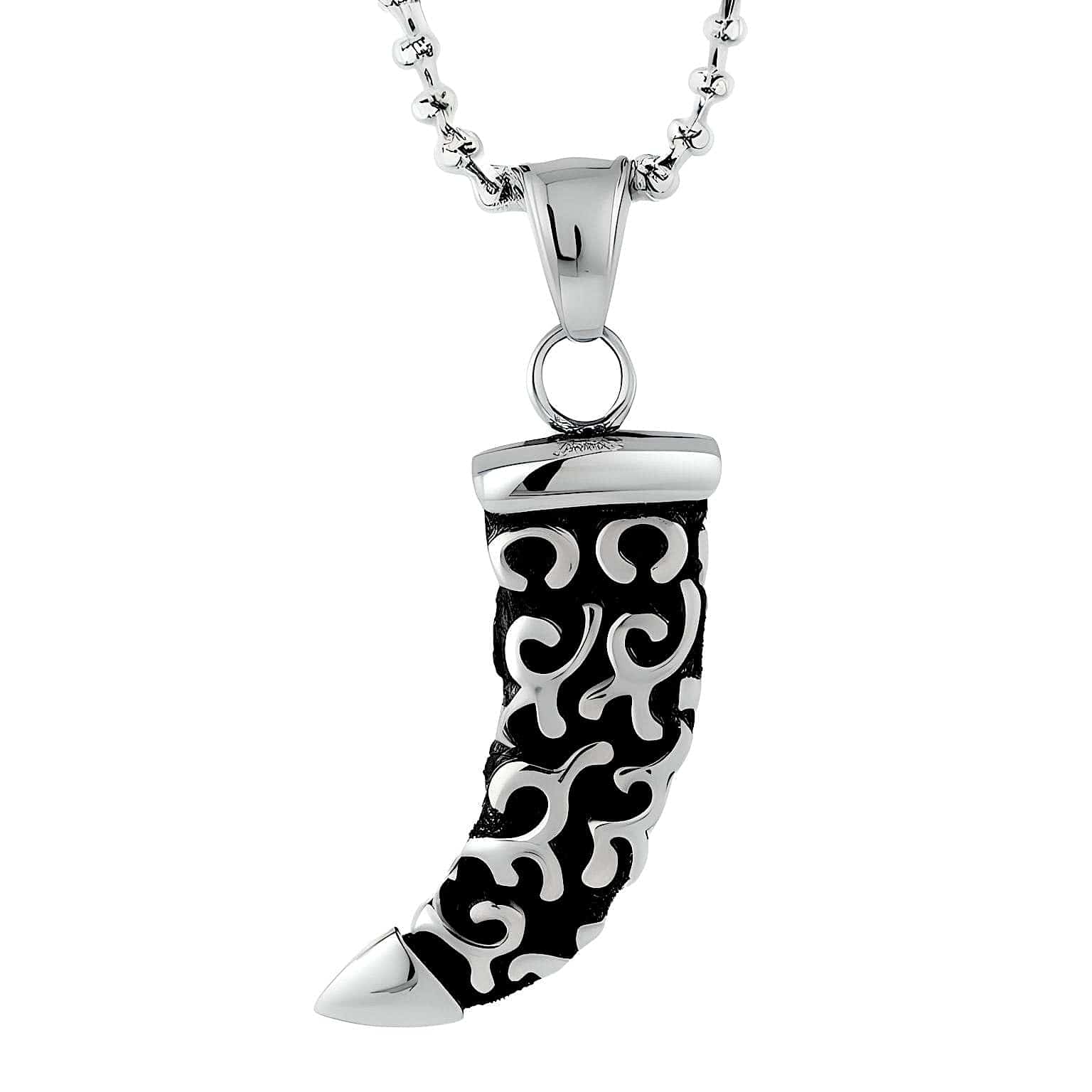 THE MEN THING SS Pendant/ Necklace WOLF TOOTH -  Pure Titanium Steel Pendant with 24inch Round Box Chain for Men & Boys