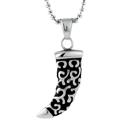 THE MEN THING SS Pendant/ Necklace WOLF TOOTH -  Pure Titanium Steel Pendant with 24inch Round Box Chain for Men & Boys
