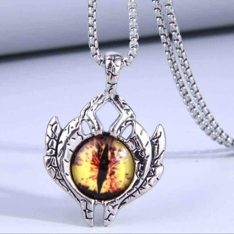 THE MEN THING SS Pendant/ Necklace YELLOW EYE PROTECT (T) - Pure Titanium Steel Pendant with Stainless Steel 24inch Round Box Chain, European trending Style for Men & Boy