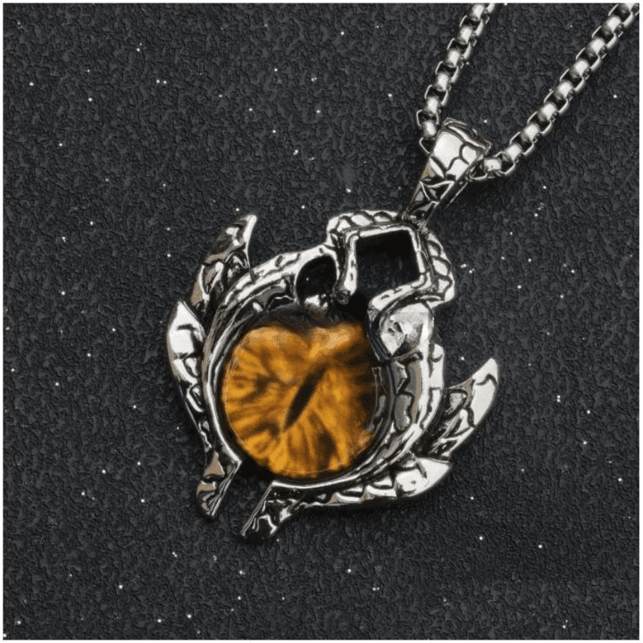 THE MEN THING SS Pendant/ Necklace YELLOW EYE PROTECT (T) - Pure Titanium Steel Pendant with Stainless Steel 24inch Round Box Chain, European trending Style for Men & Boy