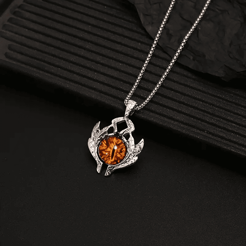 THE MEN THING SS Pendant/ Necklace YELLOW EYE PROTECT (T) - Pure Titanium Steel Pendant with Stainless Steel 24inch Round Box Chain, European trending Style for Men & Boy