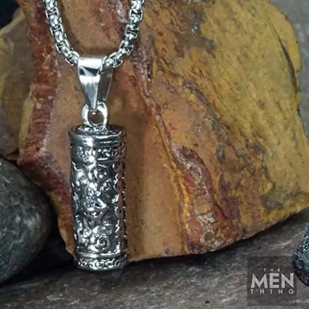 THE MEN THING SS Pendant/ Necklace ZEN-CYLINDER - Alloy Pendant with Pure Stainless Steel 24inch Round Box Chain, European trending Style for Men & Boys