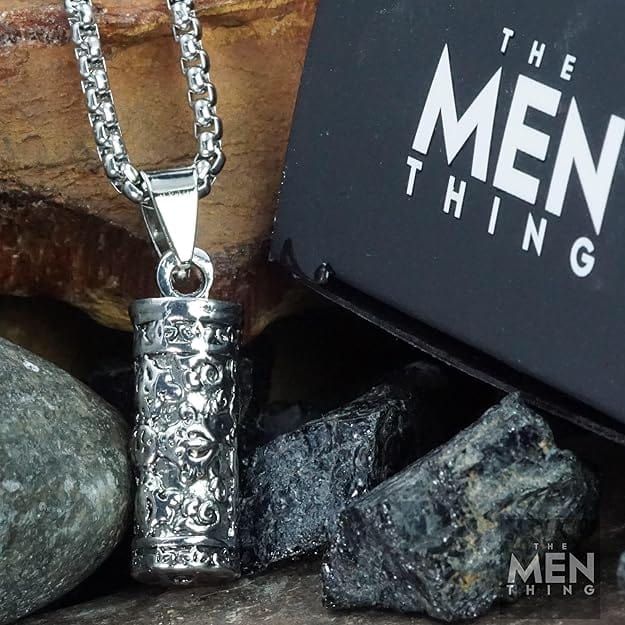 THE MEN THING SS Pendant/ Necklace ZEN-CYLINDER - Alloy Pendant with Pure Stainless Steel 24inch Round Box Chain, European trending Style for Men & Boys