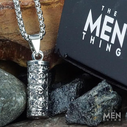 THE MEN THING SS Pendant/ Necklace ZEN-CYLINDER - Alloy Pendant with Pure Stainless Steel 24inch Round Box Chain, European trending Style for Men & Boys