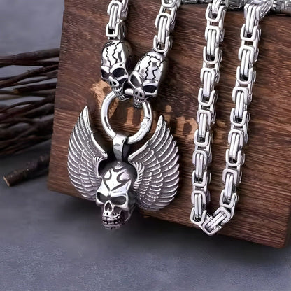 THE MEN THING SS Pendant with Chain SKULLWING SOVEREIGN - 24inch Pure Stainless Steel European trending Style Chain for Men & Boy