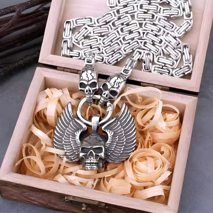 THE MEN THING SS Pendant with Chain SKULLWING SOVEREIGN - 24inch Pure Stainless Steel European trending Style Chain for Men & Boy