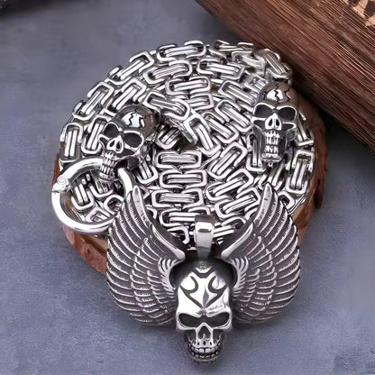 THE MEN THING SS Pendant with Chain SKULLWING SOVEREIGN - 24inch Pure Stainless Steel European trending Style Chain for Men & Boy