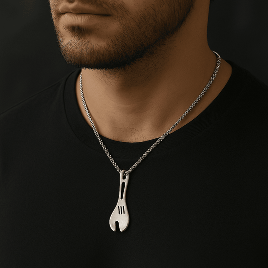 THE MEN THING SS Pendant with Chain SPANNER CRAFT - 24inch Pure Stainless Steel  Round box Chain for Men, European trending Style for Men & Boy