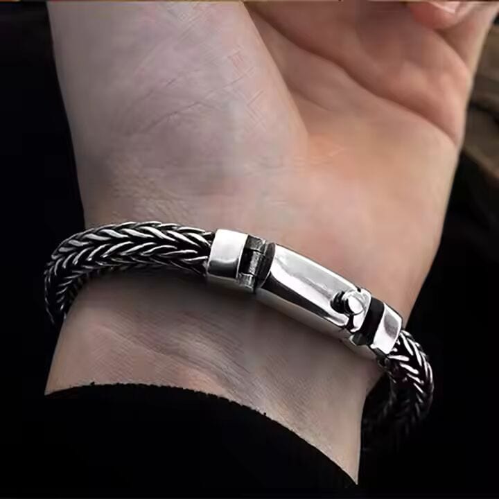 THE MEN THING Steel Bracelets AEROGRIP BRACELET - 12mm Pure Stainless Steel Bracelet, Biker Punk Style Bracelet for Men & Boy (8 inch)