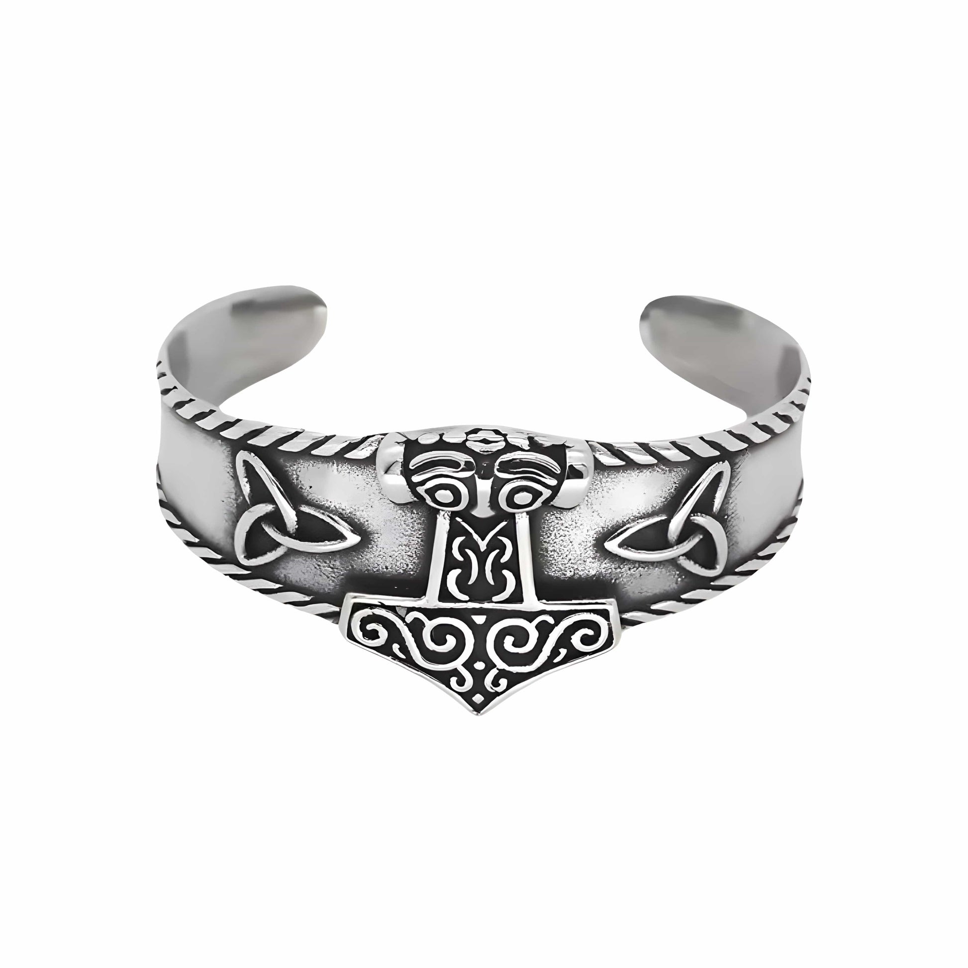 THE MEN THING Steel Bracelets AESIR BAND - Pure Stainless Steel Open Bangle Bracelet (Adjustable) for Men & Boys