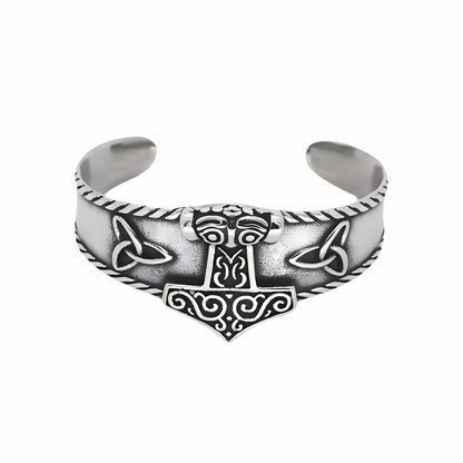 THE MEN THING Steel Bracelets AESIR BAND - Pure Stainless Steel Open Bangle Bracelet (Adjustable) for Men & Boys