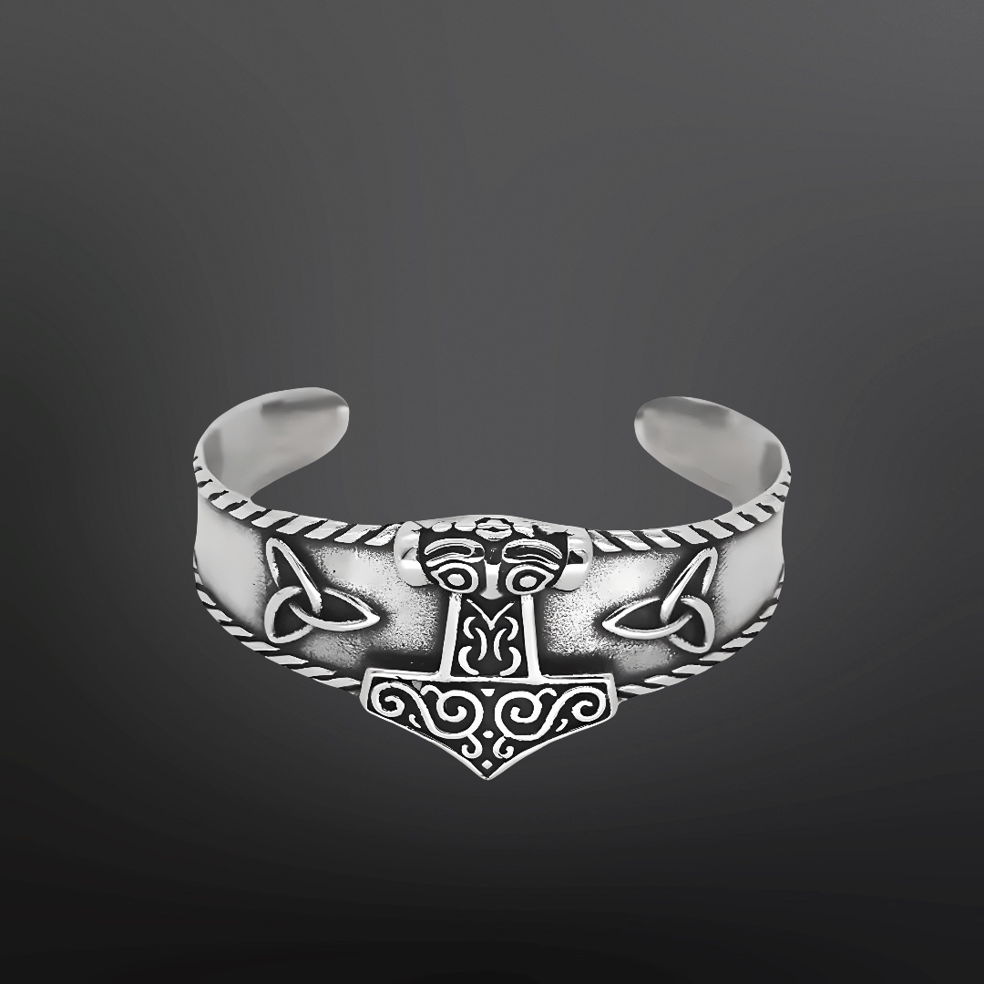 THE MEN THING Steel Bracelets AESIR BAND - Pure Stainless Steel Open Bangle Bracelet (Adjustable) for Men & Boys