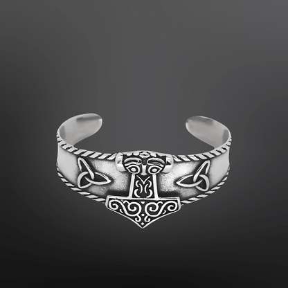 THE MEN THING Steel Bracelets AESIR BAND - Pure Stainless Steel Open Bangle Bracelet (Adjustable) for Men & Boys