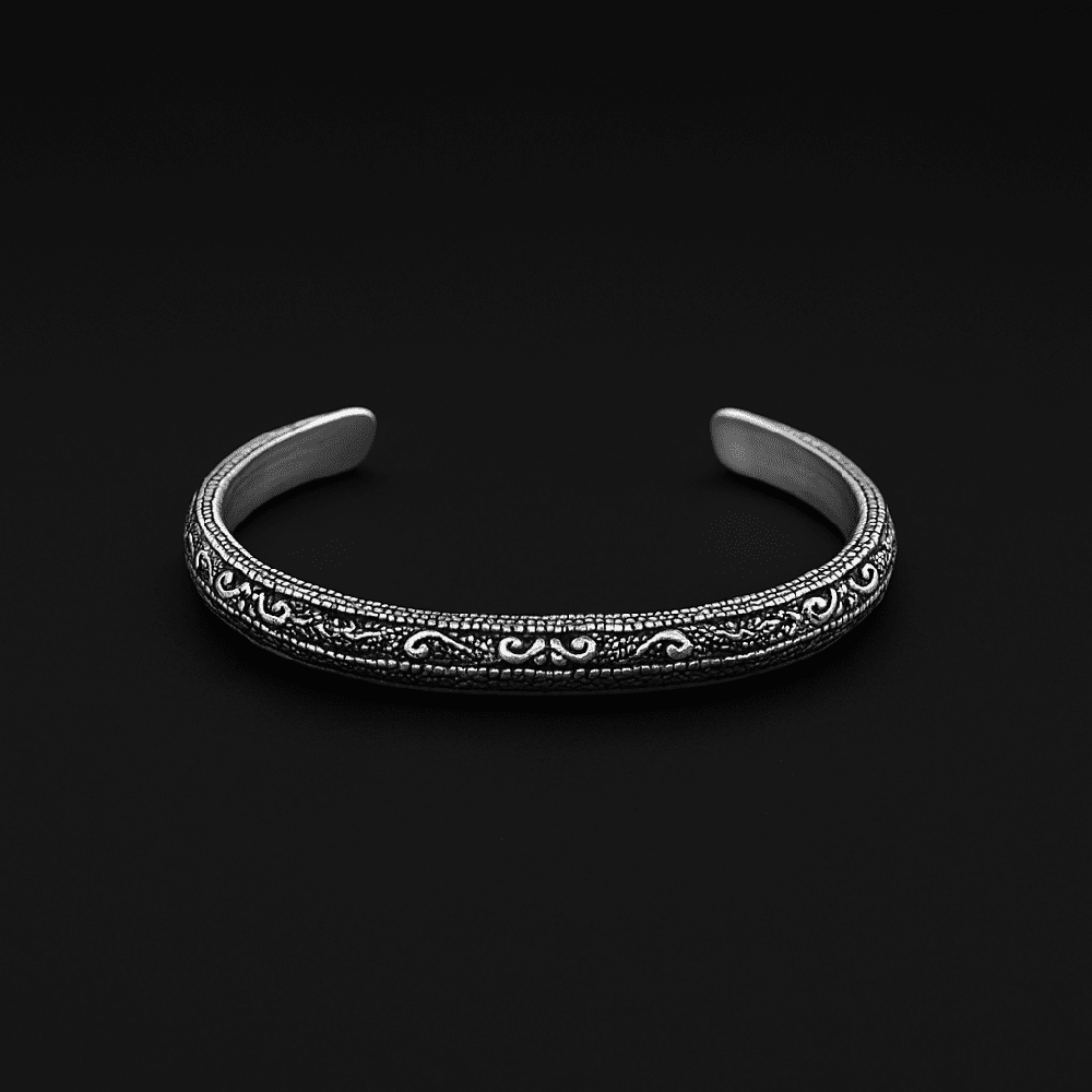 THE MEN THING Steel Bracelets BERSERKER EDGE - Pure Stainless Steel Open Bangle Bracelet (Adjustable) for Men & Boys