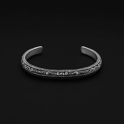 THE MEN THING Steel Bracelets BERSERKER EDGE - Pure Stainless Steel Open Bangle Bracelet (Adjustable) for Men & Boys