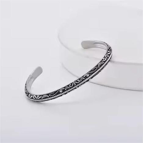 THE MEN THING Steel Bracelets BERSERKER EDGE - Pure Stainless Steel Open Bangle Bracelet (Adjustable) for Men & Boys