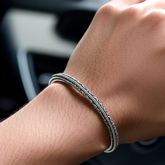 THE MEN THING Steel Bracelets BERSERKER EDGE - Pure Stainless Steel Open Bangle Bracelet (Adjustable) for Men & Boys