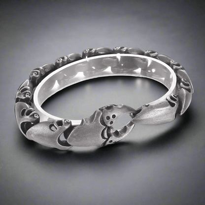 THE MEN THING Steel Bracelets CRABCUFF - 22mm Pure Titanium Steel Bracelet,  Bracelet with hook buckle for Men & Boy (8inch)