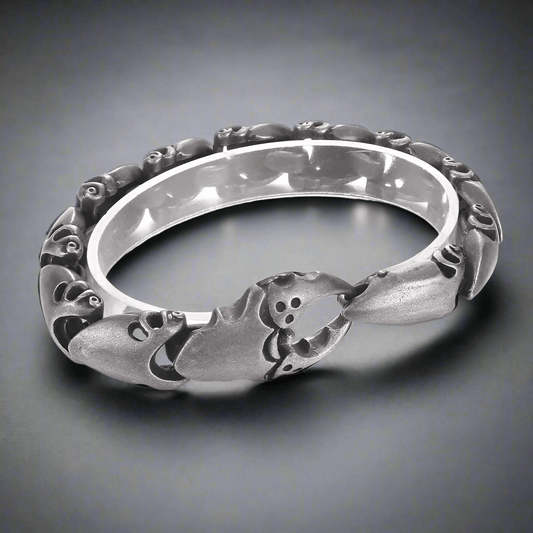 THE MEN THING Steel Bracelets CRABCUFF - 22mm Pure Titanium Steel Bracelet,  Bracelet with hook buckle for Men & Boy (8inch)