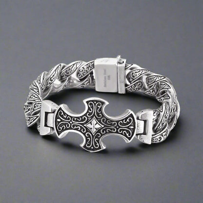 THE MEN THING Steel Bracelets CRUCIFIX - 18mm Pure Titanium Steel Bracelet, Bracelet with hook buckle for Men & Boy (8inch)