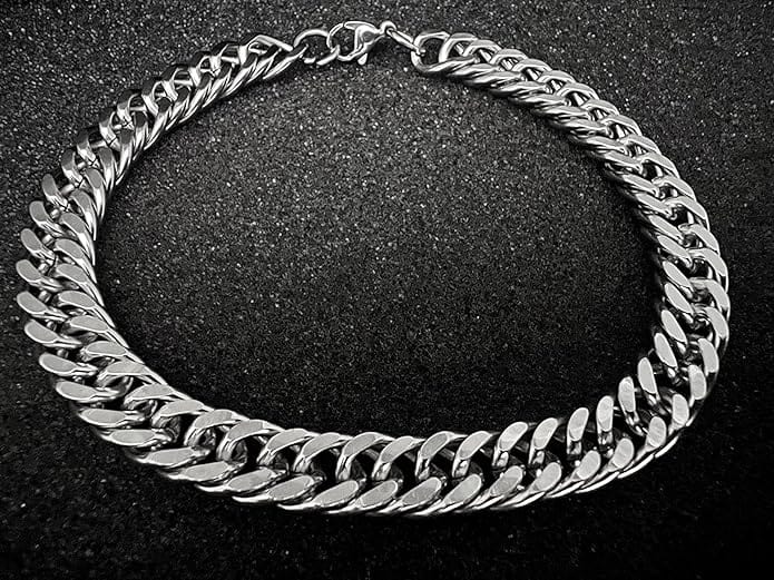 THE MEN THING Steel Bracelets CUBON LINK FIGARO -  Pure Stainless Steel Bracelet, American trending Style -Double rope for Men & Boy (10mm)