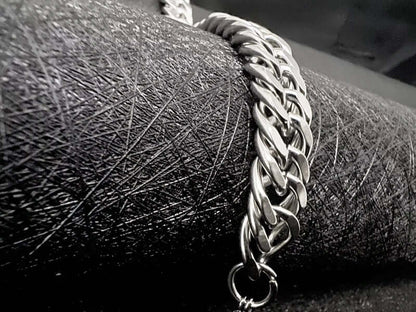 THE MEN THING Steel Bracelets CUBON LINK FIGARO -  Pure Stainless Steel Bracelet, American trending Style -Double rope for Men & Boy (10mm)