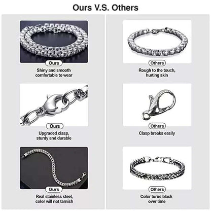 THE MEN THING Steel Bracelets CURVELET - 5mm Titanium Steel Bracelet American trending Style, 8 and 9 inch for Men & Boys