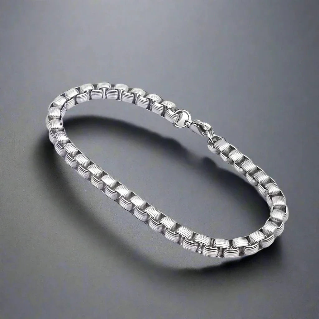 THE MEN THING Steel Bracelets CURVELINE - 6mm Stainless Steel Bracelet 7 inch for Men & Boy