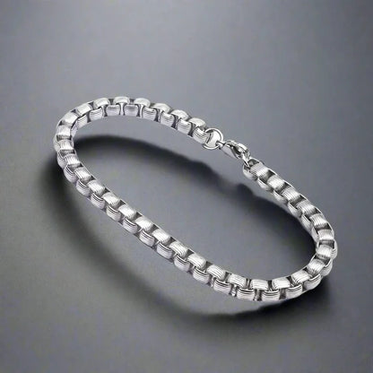 THE MEN THING Steel Bracelets CURVELINE - 6mm Stainless Steel Bracelet 7 inch for Men & Boy